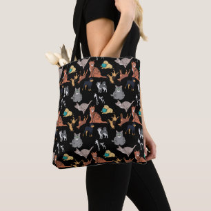 Bolsa Tote Gatos E Cachorros Padrão Desenho Em Preto