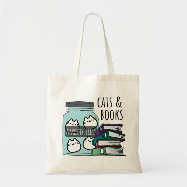 Bolsa Tote Gatos e Livros (Frente)