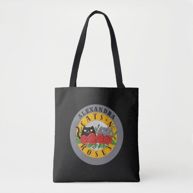 Bolsa Tote Gatos e Rosas Nome (Frente)