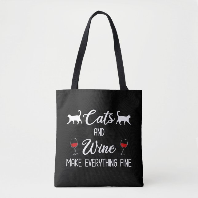 Bolsa Tote Gatos e Vinho Tornam Tudo Bem (Frente)