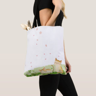 Bolsa Tote Gatos Engraçados Cantando sob o Fogão de Cereja