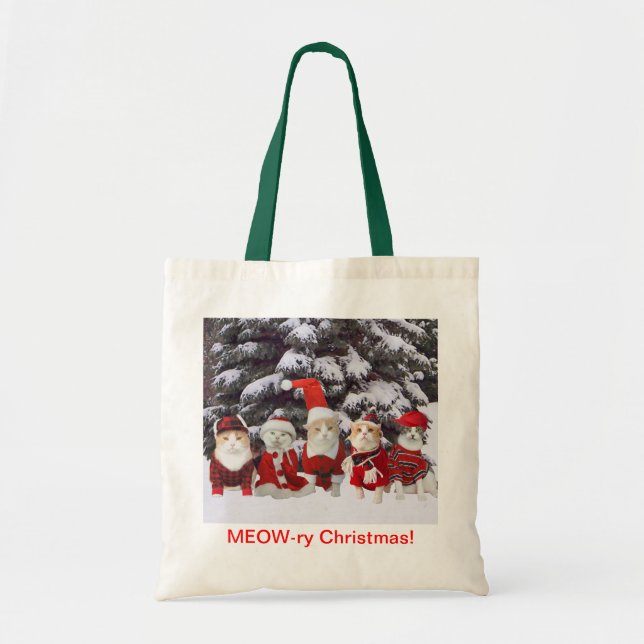 Bolsa Tote Gatos engraçados do Natal (Frente)