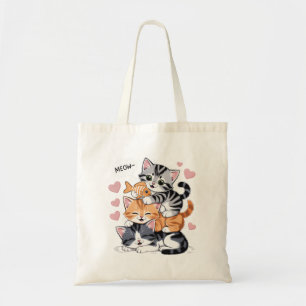 Bolsa Tote Gatos engraçados empilhados Pirâmide de Patas