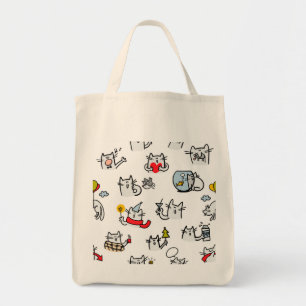 Bolsa Tote Gatos engraçados, leite e magia.