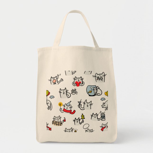 Bolsa Tote Gatos engraçados, leite e magia. (Frente)