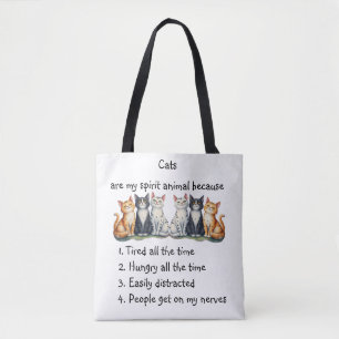 Bolsa Tote Gatos engraçados são animais espirituais humorados