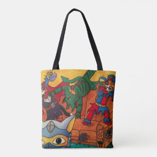 Bolsa Tote Gatos-fantasias do Cavaleiro Medieval do Halloween