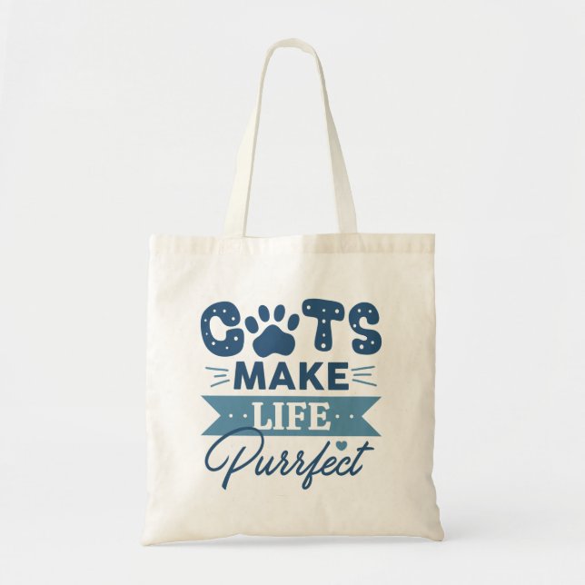 Bolsa Tote Gatos Fazem A Vida Puro (Frente)