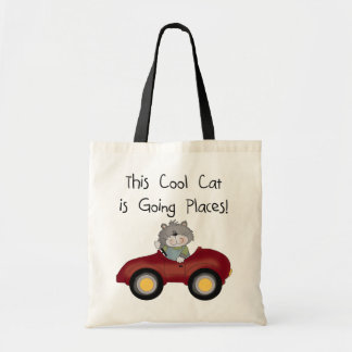 Bolsa Tote Gatos indo para lugares de carro vermelho camiseta