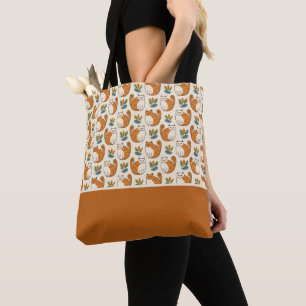 Bolsa Tote Gatos Laranja e Branco Estilo de Arte Ingênua Bloc