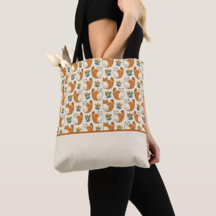 Bolsa Tote Gatos Laranja e Branco Estilo de Arte Ingênua Bloc