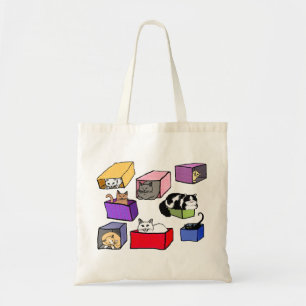 Bolsa Tote Gatos no saco colorido das caixas