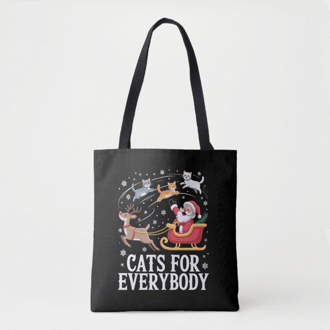 Bolsa Tote Gatos Para Todos Os Papais noeis De Natal Engraçad (Frente)