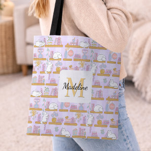 Bolsa Tote Gatos Personalizados na Biblioteca Livro Rosa Femi