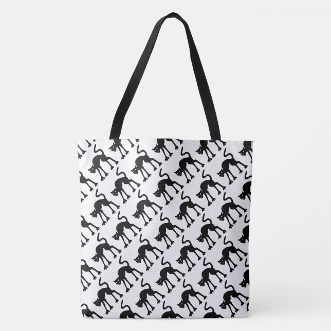 Bolsa Tote Gatos Pretos do Dia das Bruxas (Frente)