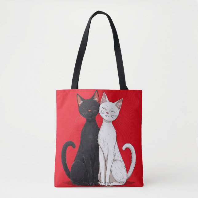Bolsa Tote Gatos pretos e brancos (Frente)