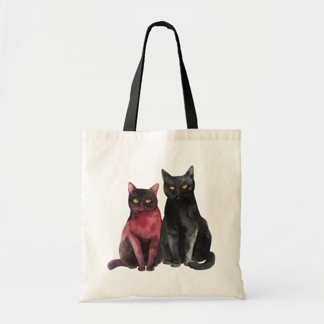 Bolsa Tote Gatos Pretos Vermelhos (Frente)