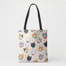 Bolsa Tote Gatos sorrindo com gravatas borboleta