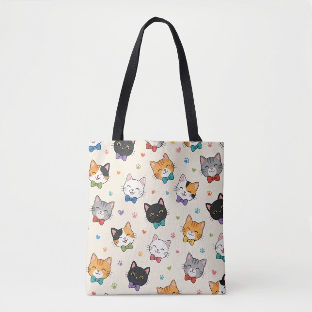 Bolsa Tote Gatos sorrindo com gravatas borboleta (Frente)