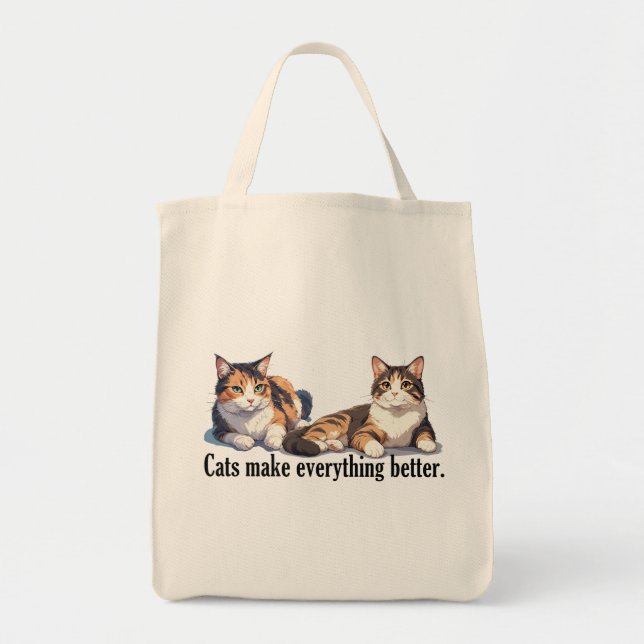 Bolsa Tote Gatos tornam tudo mais agradável para a barra de f (Frente)