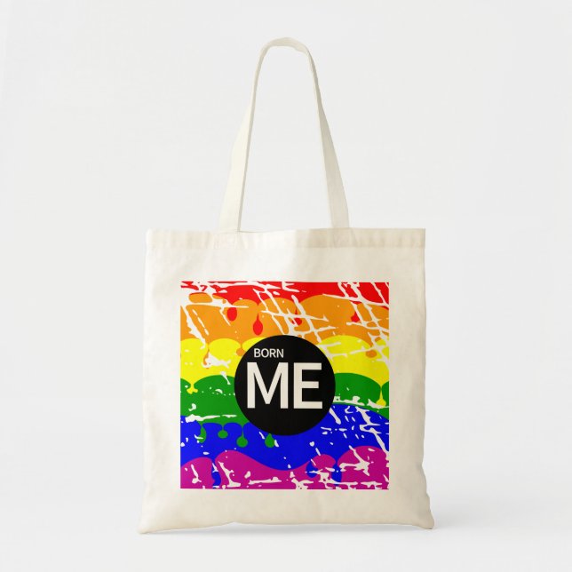 Bolsa Tote Gay Rainbow Flag Nascer This Way (Frente)