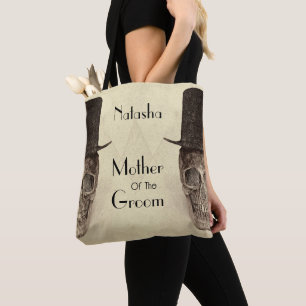 Bolsa Tote Gay Skull Sr. e Sr. Vintage Retro Sepia Wedding