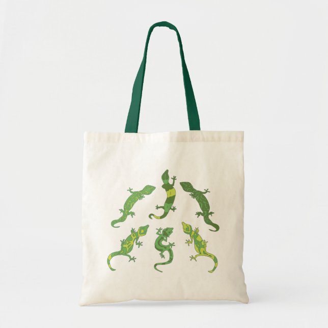 Bolsa Tote Geckos de Escalada de Rocha - verde. (Frente)