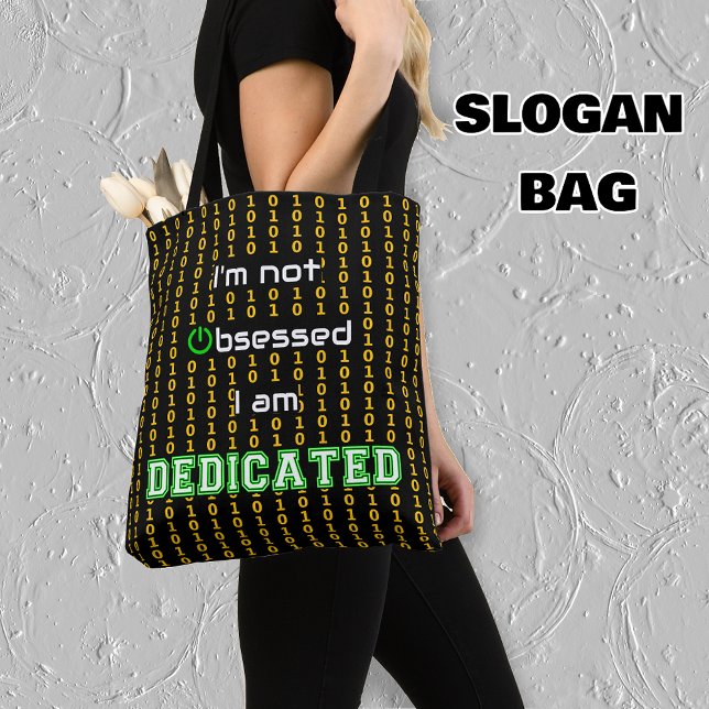 Bolsa Tote Geek de impressão de código binário dedicado (Criador carregado)