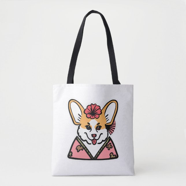 Bolsa Tote Geisha Corgi Dog Lover Welsh (Frente)