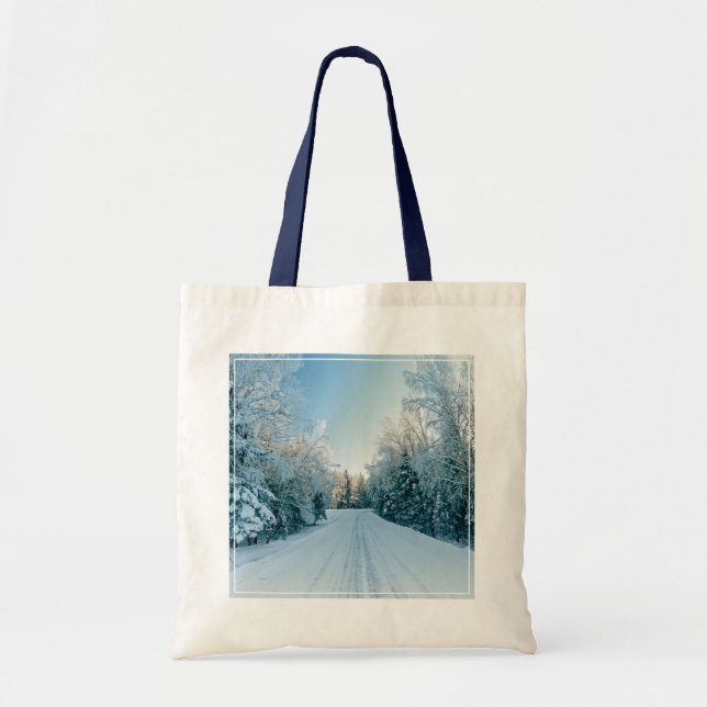 Bolsa Tote Gelo e neve | Frozen Winter Road Russia, Sibéria (Frente)