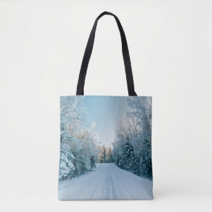 Bolsa Tote Gelo e neve Frozen Winter Road Russia, Sibéria