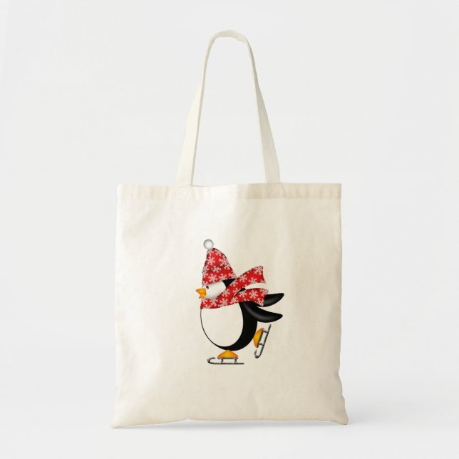 Bolsa Tote Gelo Skaing do pinguim com o saco do chapéu e do (Frente)
