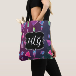 Bolsa Tote Gemas Aquarela Cores da Galáxia Colorida