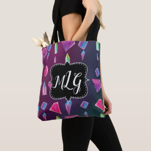 Bolsa Tote Gemas Aquarela Cores da Galáxia Colorida