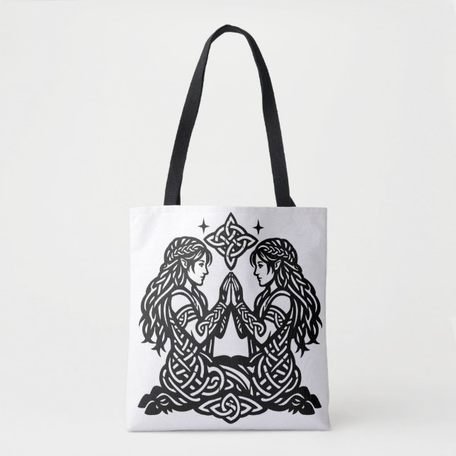 Bolsa Tote Gêmeos — Gêmeos do Zodíaco da Tinta Assombrada (Frente)