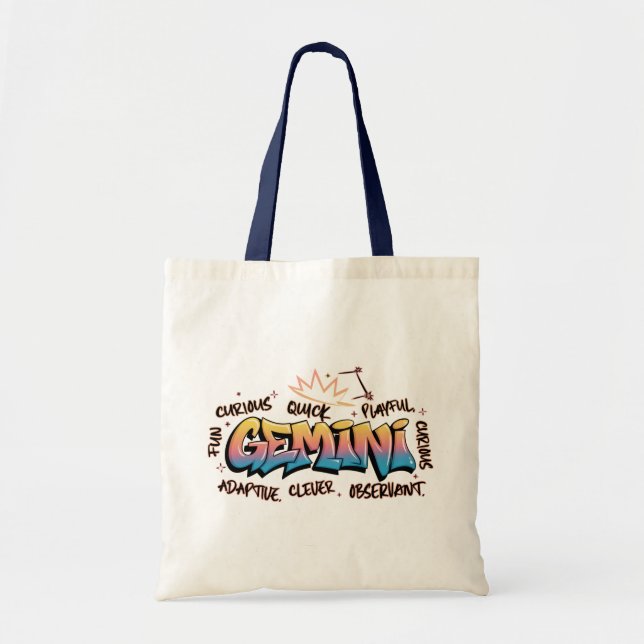 Bolsa Tote Gêmeos Zodíaco Grafite  (Frente)