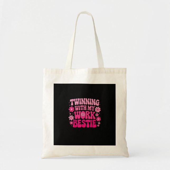 Bolsa Tote Geminando com meu trabalho Bestie Amigos Espírito  (Frente)