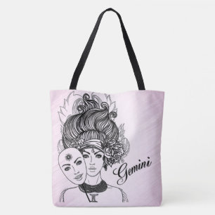 Bolsa Tote Gemini mascarada Lady Zodiac rosa