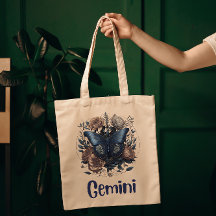Gemini Zodiac Vintage Art com texto azul escuro