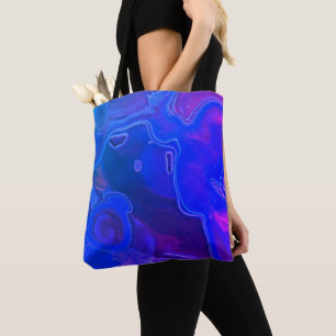 Bolsa Tote Gemstone Photo Bright Blue Neon Abstrato Gem