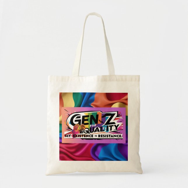 Bolsa Tote Gen Z para Igualdade - Minha Existência é Resistên (Frente)