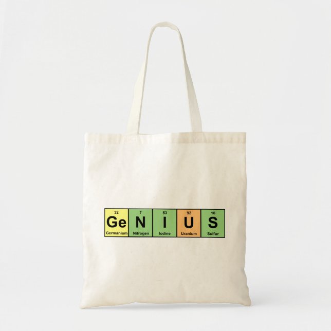 Bolsa Tote Gênio - mesa periódica de produtos dos elementos (Frente)