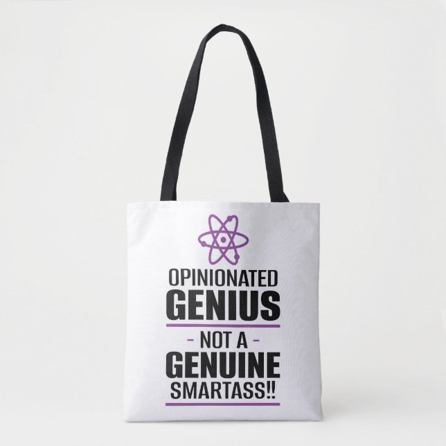 Bolsa Tote "Gênio Parecido... Não Um Smartass Genuíno" (Frente)