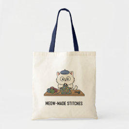 Bolsa Tote Genius Cat Knitting "Meow-Made" Present Design