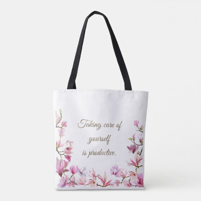 Bolsa Tote Gentle Bloom - Lembrete de Autoatendimento (Verso)
