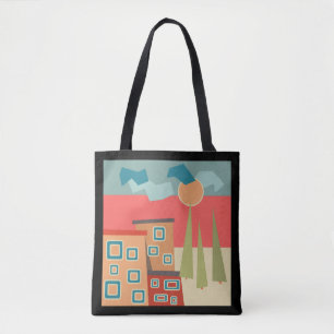 Bolsa Tote geometr da paisagem artística minimalista abstrat