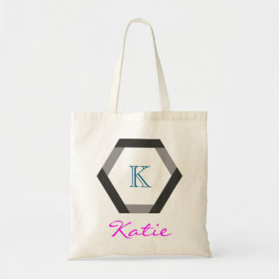 Bolsa Tote Geometria Personalizada do Hexágono do Monograma R