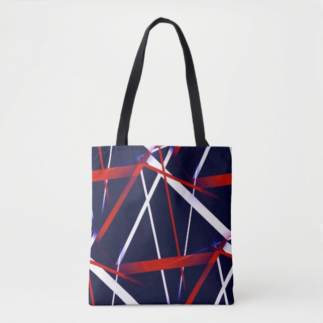Bolsa Tote Geometria Urbana Azul Branco Vermelho (Frente)