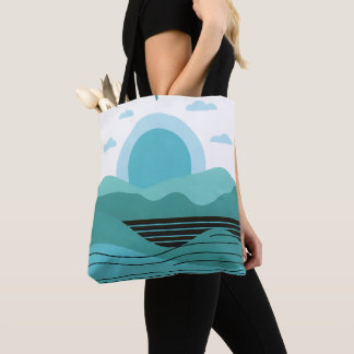 Bolsa Tote Geometric Sun Mountain Abstract with Tribal Border