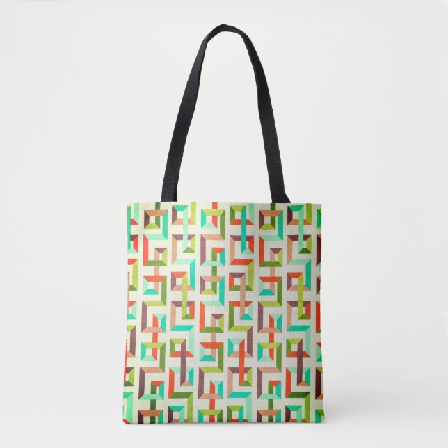 Bolsa Tote Geométrica Vibrante do Labirinto Retro (Frente)